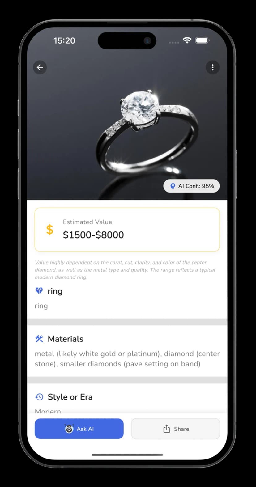 Gemstone identification with quality grading